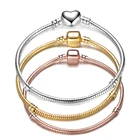 Высококачественный посеребренный звеньевой Браслет 17-21 см, подходит для самостоятельной сборки, шармы, змеиная цепочка, брендовый браслет и браслет для женщин, лучшие ювелирные изделия