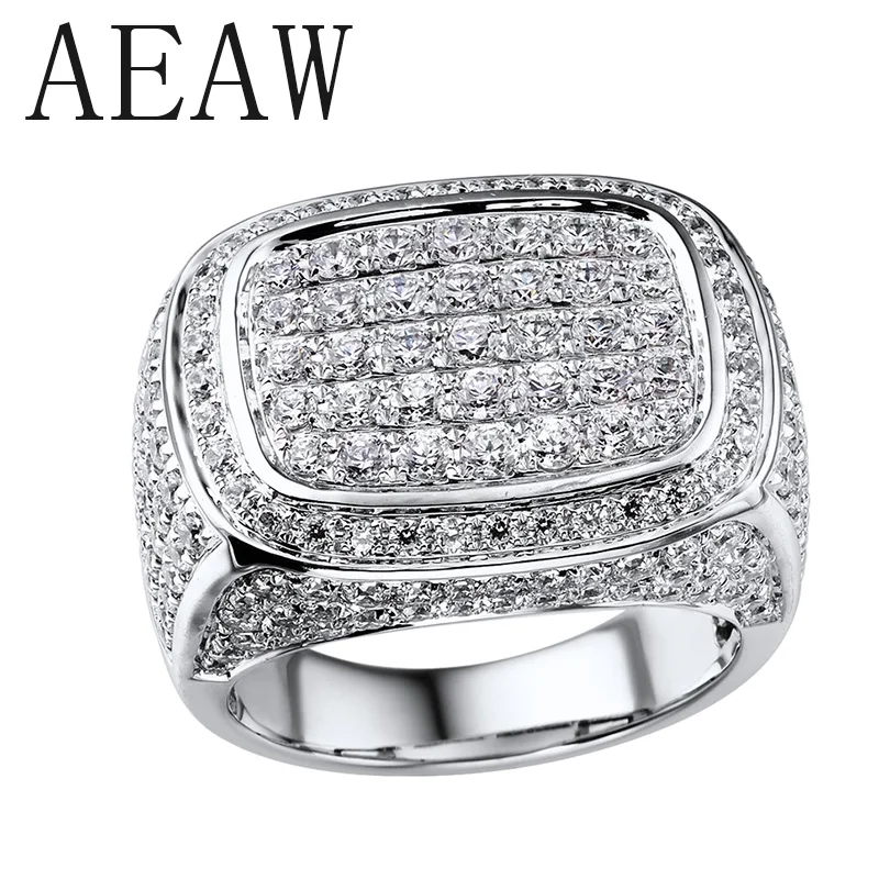 

AEAW Luxury Center 10mm Width DF Color VVS Moissanite Engagement Ring for Men Solid 14K 585 White Yellow Rose Gold Ring