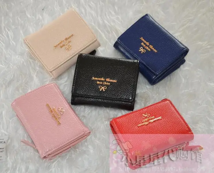 bow purse ladies coin bag, zipper short paragraph small wallet