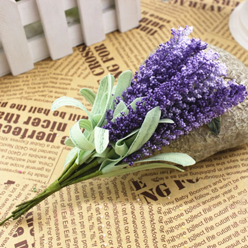 1 букет новый искусственный Лавандовый Шелковый цветок лист для домашнего сада
