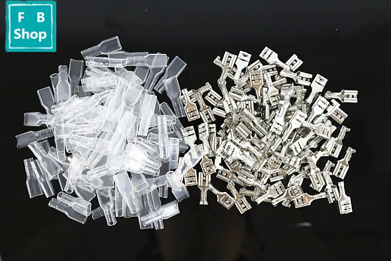 

100pcs G9 6.3mm Crimp Terminal Splice Female Spade Connector Splice With Case High Quality