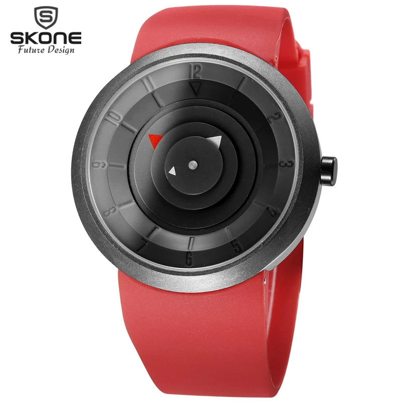 Мужские часы SKONE модные повседневные кварцевые для студентов с ремешком из