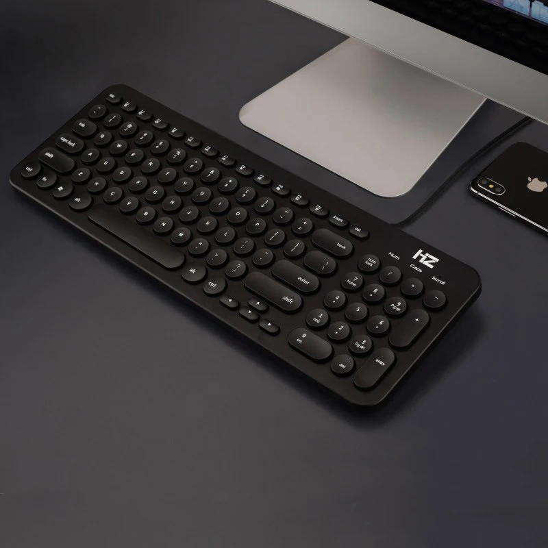 Круглая клавиатура шоколадная Проводная Бесшумная игровая для девочек милая USB с