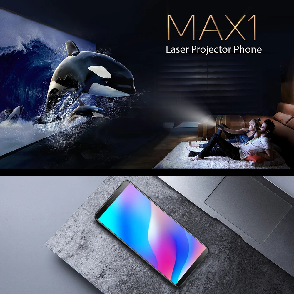 Blackview MAX 1 проектор мобильный телефон AMOLED 4680 мАч Android 8 Мини портативный домашний