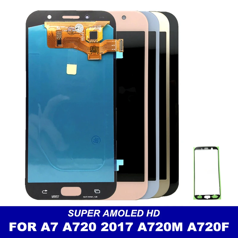 Протестированный супер AMOLED ЖК-дисплей Замена для Samsung Galaxy A7 A720 A720F A720M A720Y дисплей кодирующий преобразователь сенсорного экрана в сборе