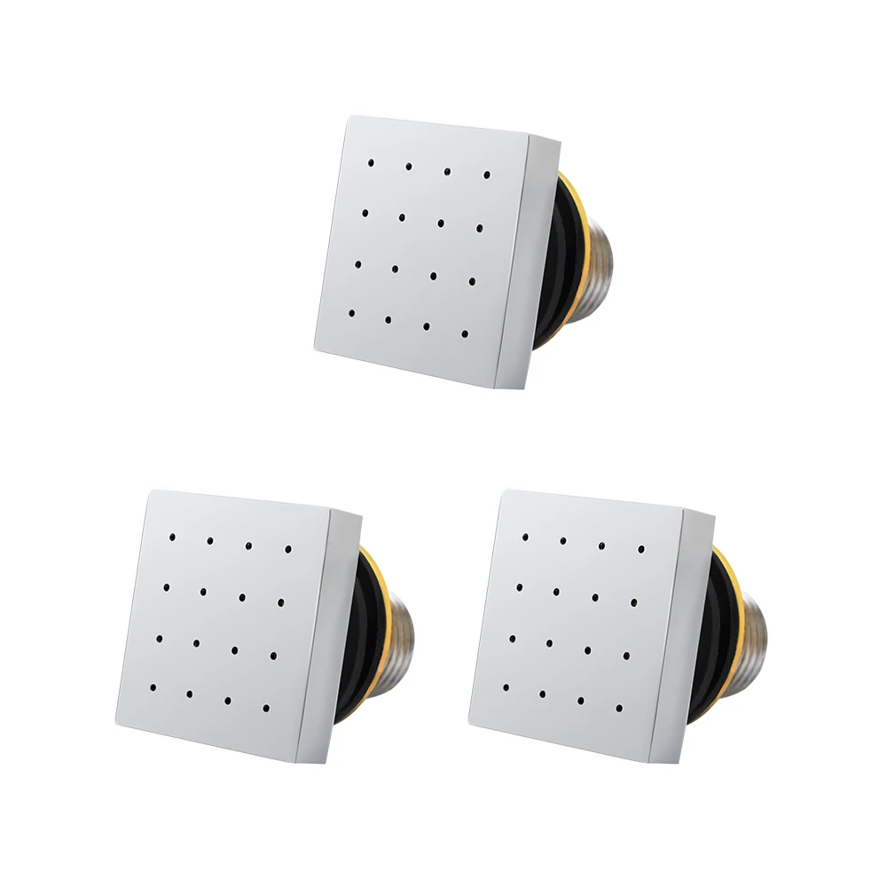 3 6 pcs square shaped brass chromed in wall shower spraying nozzle jets bath spa massage body jets for bathroom accessories free global shipping