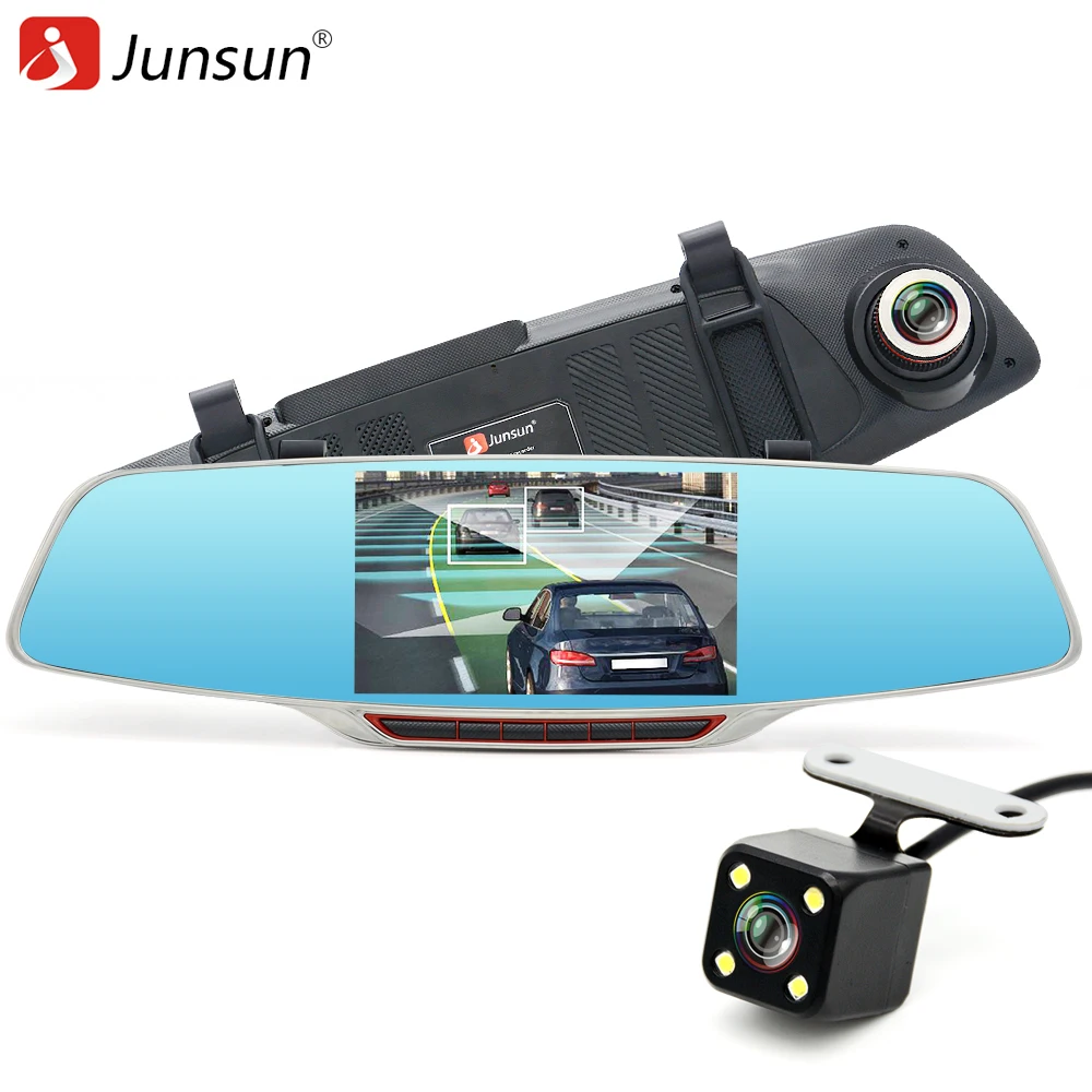 Junsun автомобиля Камера DVR Регистраторы зеркало регистратор 5 &quotIPS с ADAS LDWS Full HD 1080 P