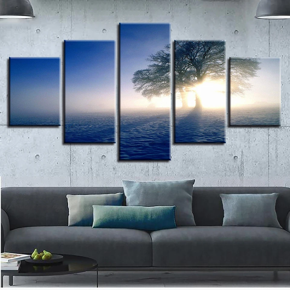

Spray 5-Pieces Landscape Spray Canvas Tree Series Modern Painting Wall Art The Picture For Home Decoration Unframed