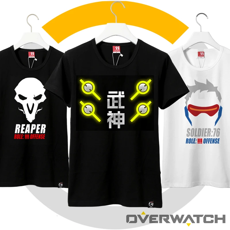 Футболка унисекс с коротким рукавом и изображением милосердия макcree OW D.VA Genji