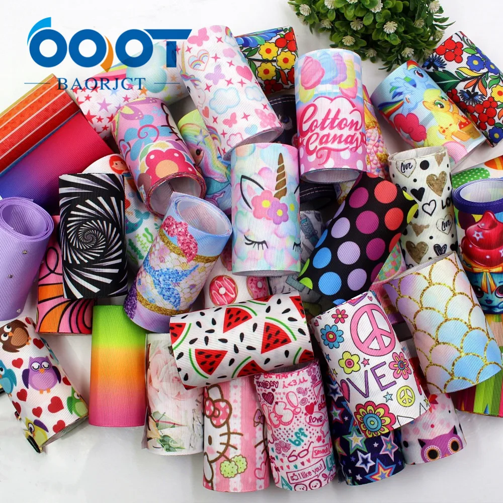 OOOT BAORJCT 19417-1 5 style mix (3&quot)75mm 5yards Various geometric cartoon flowers etc.grosgrain ribbons DIY handmade materials | Дом и