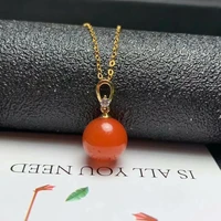 shilovem 18k yellow gold natural south red agate pendants no necklace fine jewelry classic gift plant gift round mymz10 10 566nh