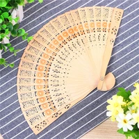 folding wooden carved craft hand fans chinese classical wooden fan for home decoration crafts souvenir gifts 20cm