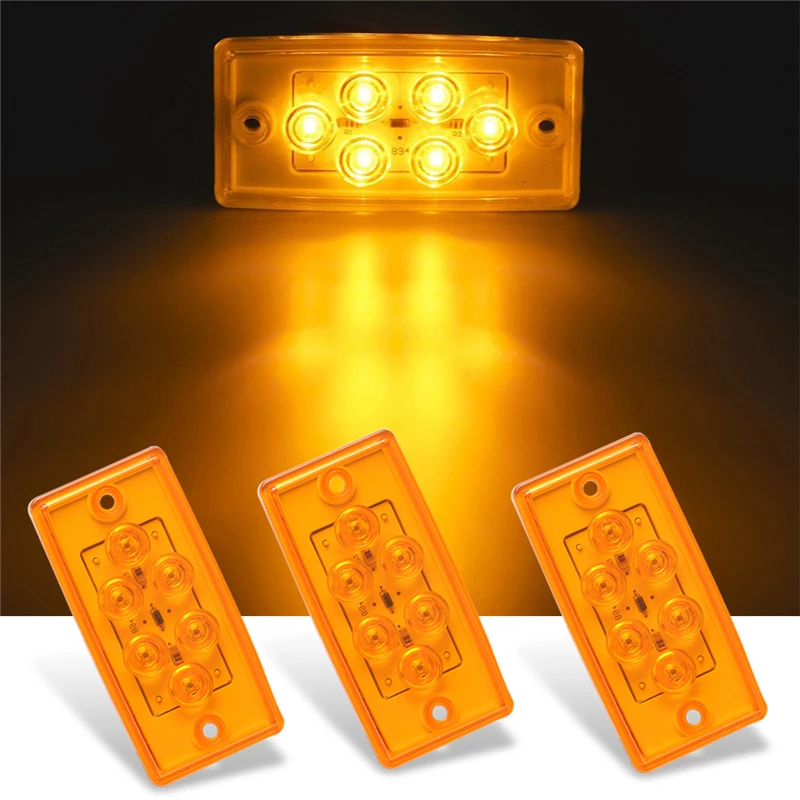 KEYECU 5x12 V Прямоугольник Янтарный 6 LED крыша кабины верхнего зазора сигнала поворота