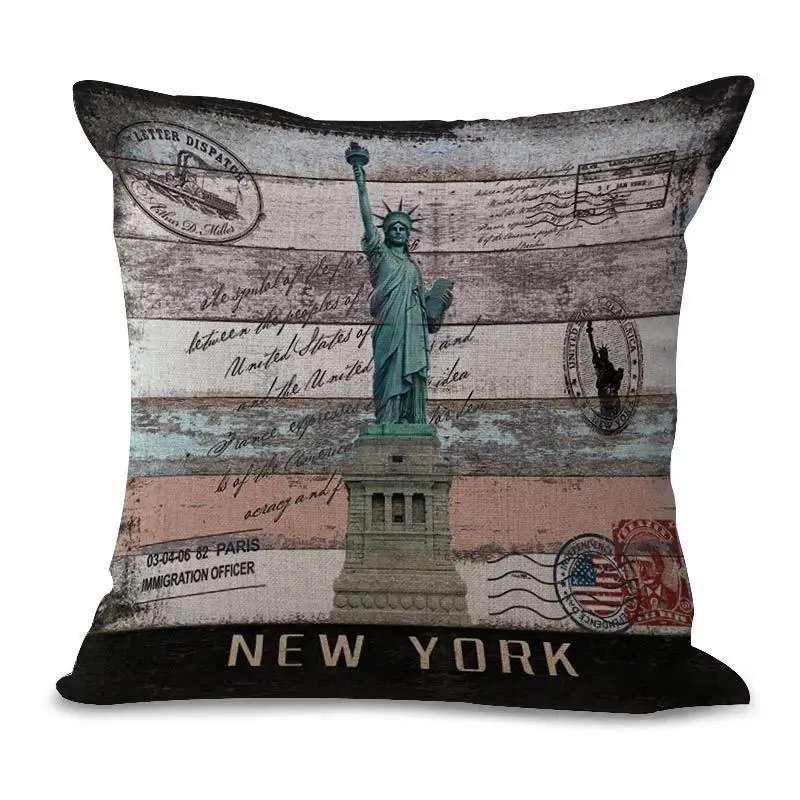 Винтаж Лондон Париж Москва в римском стиле здание для подушек из хлопка и льна