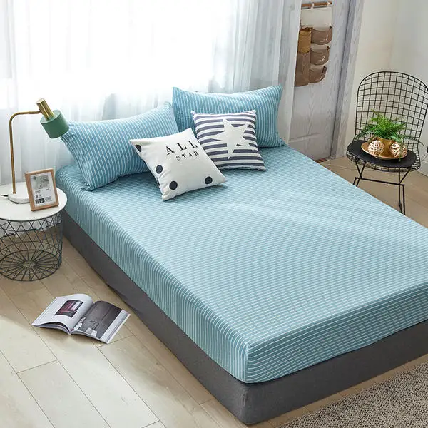 Cotton Fitted Sheet Mattress Cover Four Corners with Elastic Band Bed Sheet Pillowcase Bed Linen Queen King Full Twin Size