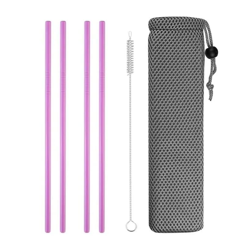 Pink2 4pcs 4 шт многоразовые трубочкой Высокое качество 304 Нержавеющая сталь металла, соломы с Cleaner кисть для кружки 20/30 унций - Цвет: Pink2 4pcs