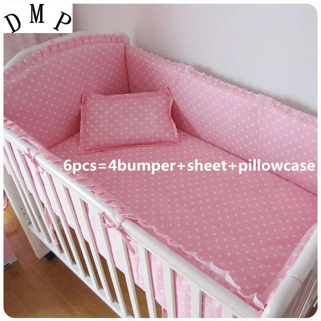 

Promotion! 6PCS baby bedding bed around piece set lit enfant cotton cot nursery bedding set (bumpers+sheet+pillow cover)