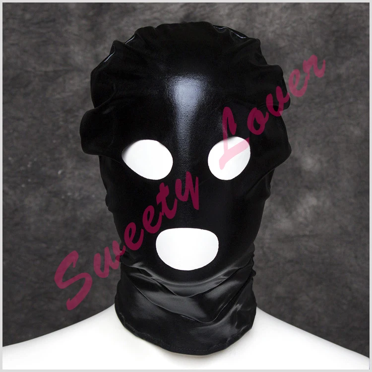 Латексная маска с открытым ртом и глазами из лаковой кожи секс для женщин мужчин