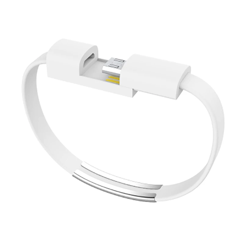 White Портативный цветной Мини Micro USB браслет зарядное устройство данных зарядный кабель синхронизации для iPhone X XS XR Android type-C телефонный кабель - Тип штекера: White