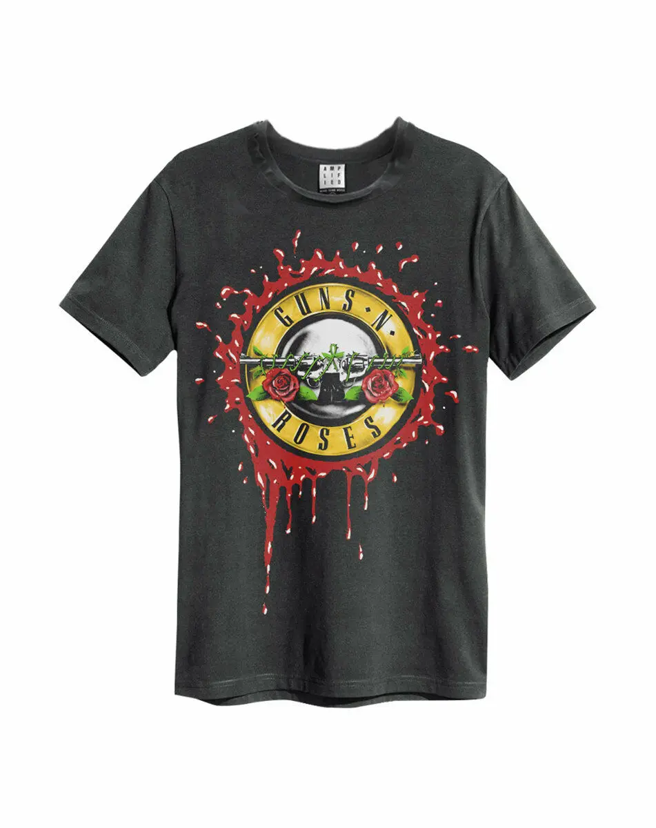 Увеличенное изображение Guns N ROSES BLOODY BULLET CHARCOAL MEN'ST рубашка Бесплатная доставка