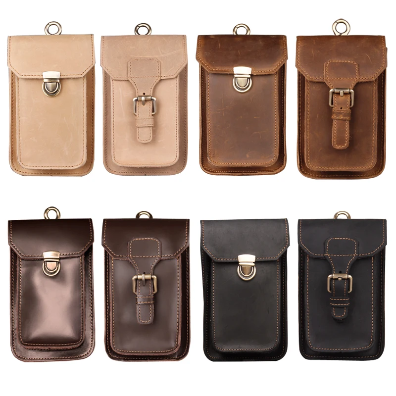 Genuine Cow Leather Cigarette Case Waist Pack Lighter Package Molle Pocket | Дом и сад