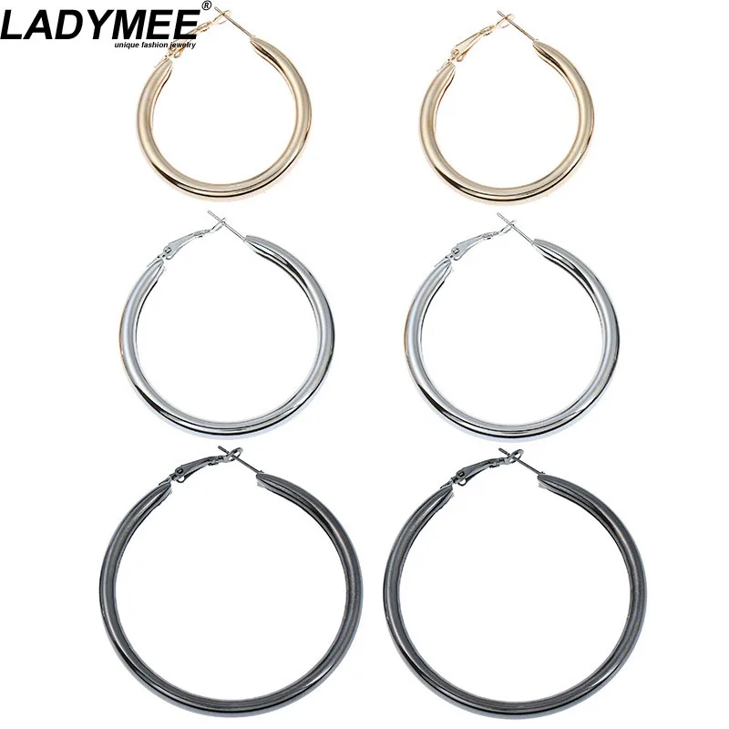 Ladymee большой круглый Серьги смешивания Цвет 3 пары/карта обруч серьги оптовая