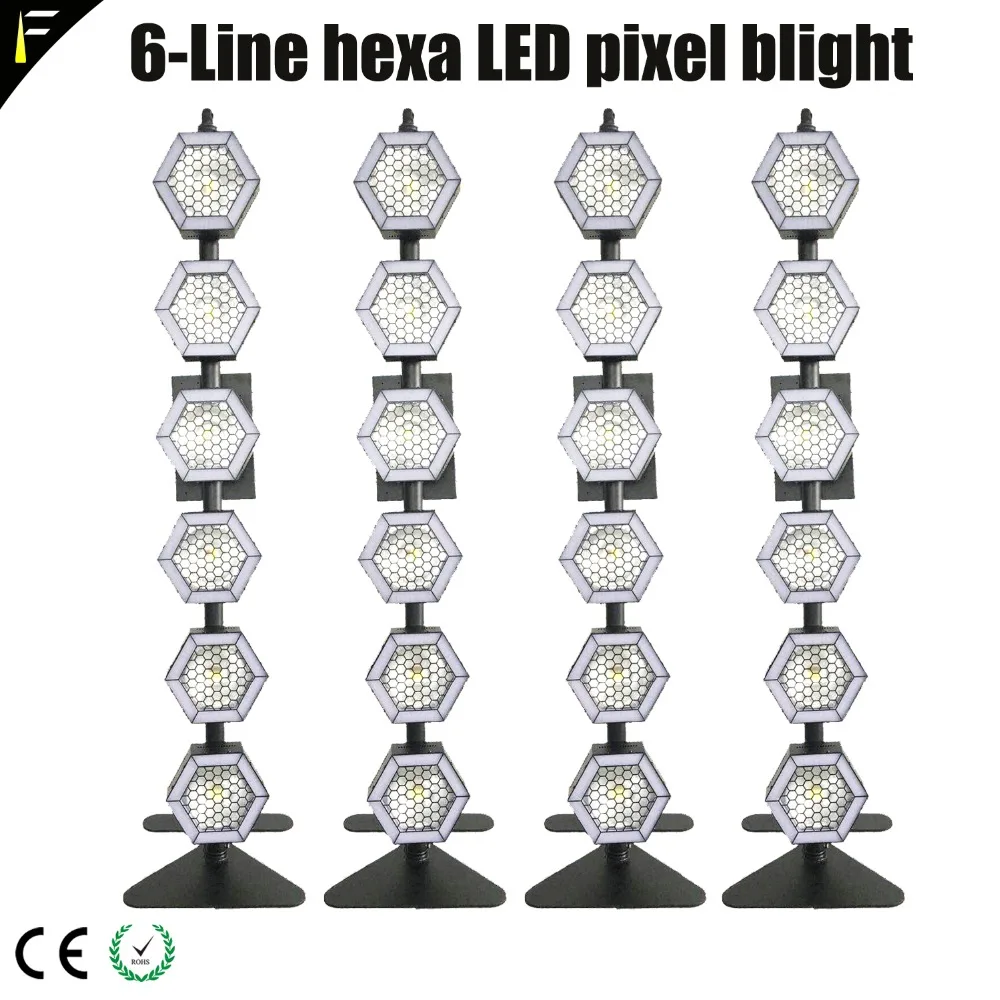 4 шт. 6x100 Вт 6-Line Hexa COB LED RGB/теплый/холодный Солнечный свет сценический задний Pixel