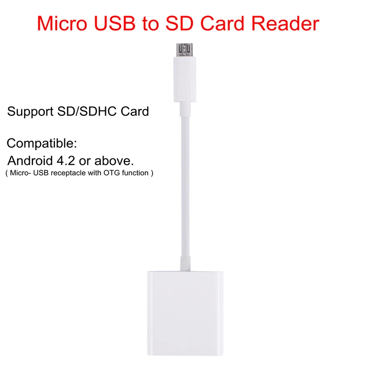 Micro-USB to SD Card PAIAIP USB-C lightning Micro-USB к CF/SD/TF кард-ридер для iphone/ipad/Android телефонов/Macbook/поверхность книги - Цвет: Micro-USB to SD Card