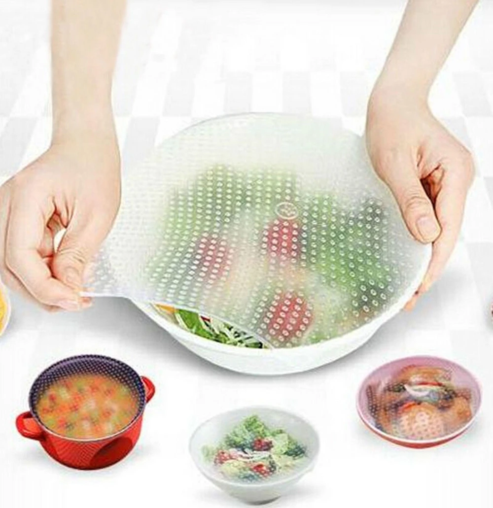 1pcs Silicone Wrap Seal Food Grade Keeping Fresh Reusable Stretch Vacuum Bowl Cover Lid Home Kitchen Tool | Дом и сад