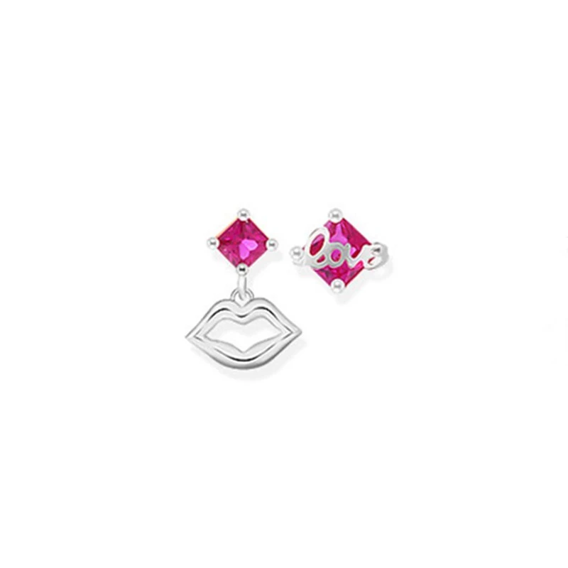 Hutang губ любовь серьги в 925 пробы серебро кубического циркония Fine Jewelry для девочек