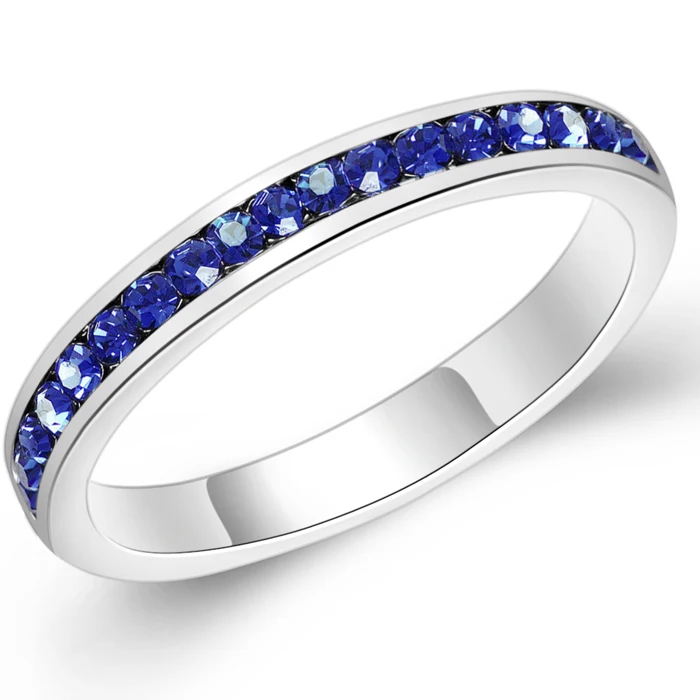 Sep. Sapphire Hermosa большая акция свадебные круглые красные гранат вечерние кольца для женщин из нержавеющей стали камень ювелирные изделия кольцо размер 7#8 - Цвет основного камня: Sep. Sapphire
