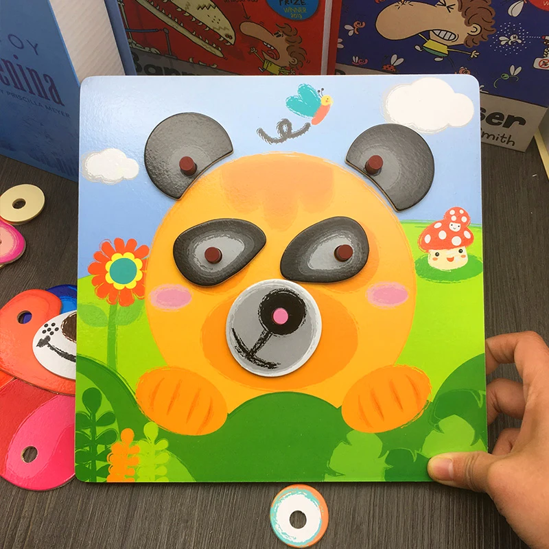 JaheerToy головоломка с животными деревянные детские игрушки для детей игра лицом