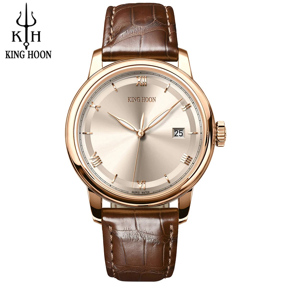 Часы KING HOON мужские модные кварцевые с кожаным ремешком|hombre|hombre reloj |
