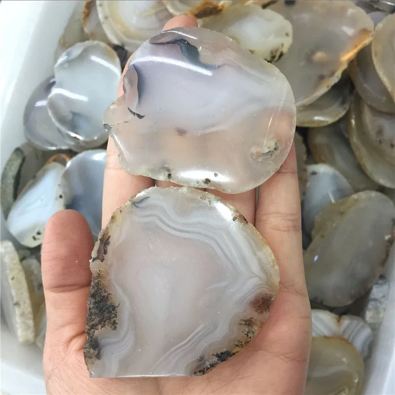 Милые маленькие натуральные морские водоросли агат камень ломтик лечебные