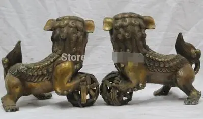 10 &quotкитайские из чистой бронзы шелковые цветочные корзины Шелковый шар лев одна