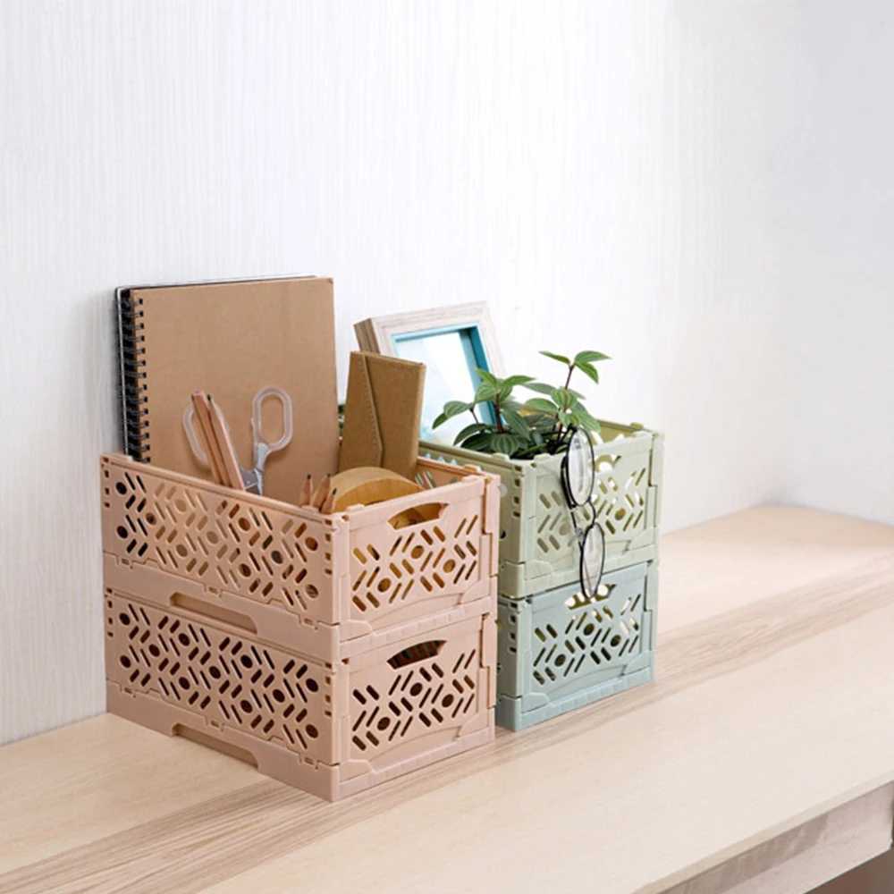 LASPERAL 1 шт. пластиковая настольная корзина для хранения складная коробка