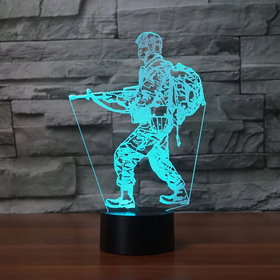3D визуальный светодиодный ночной Светильник беговые воин Usb Спальня ночники 7