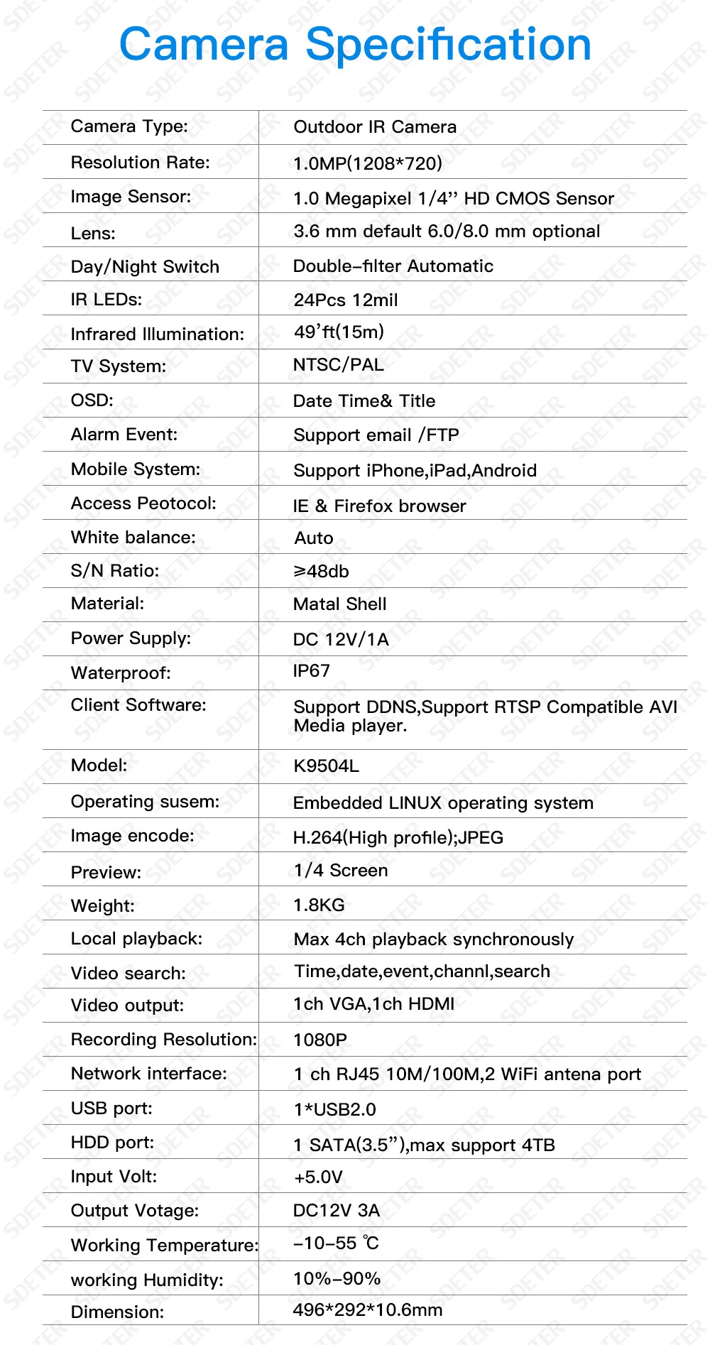 SDETER 4CH Беспроводной NVR комплект Открытый водонепроницаемый IP камера безопасности системы ИК ночного видения камеры наблюдения системы наборы