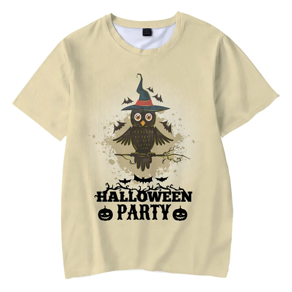 owl T shirt Новые детские крутые футболки с 3D принтом «Супер Марио» забавная лампа в виде тыквы на Хэллоуин для мальчиков и девочек, футболка в стиле панк с принтом черепа - Цвет: owl T shirt
