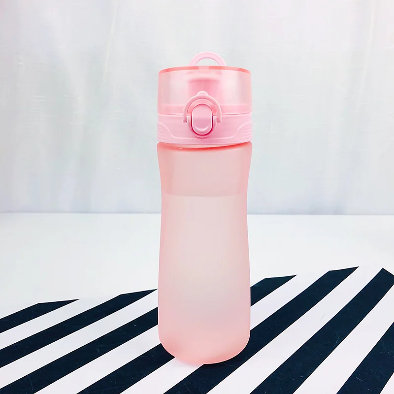 Pink Спортивная бутылка для воды с защелкой и ручкой-переноской с широким горлышком, пластиковая защита от протечек для детей, девочек, путешествий, розовый, желтый - Цвет: Pink