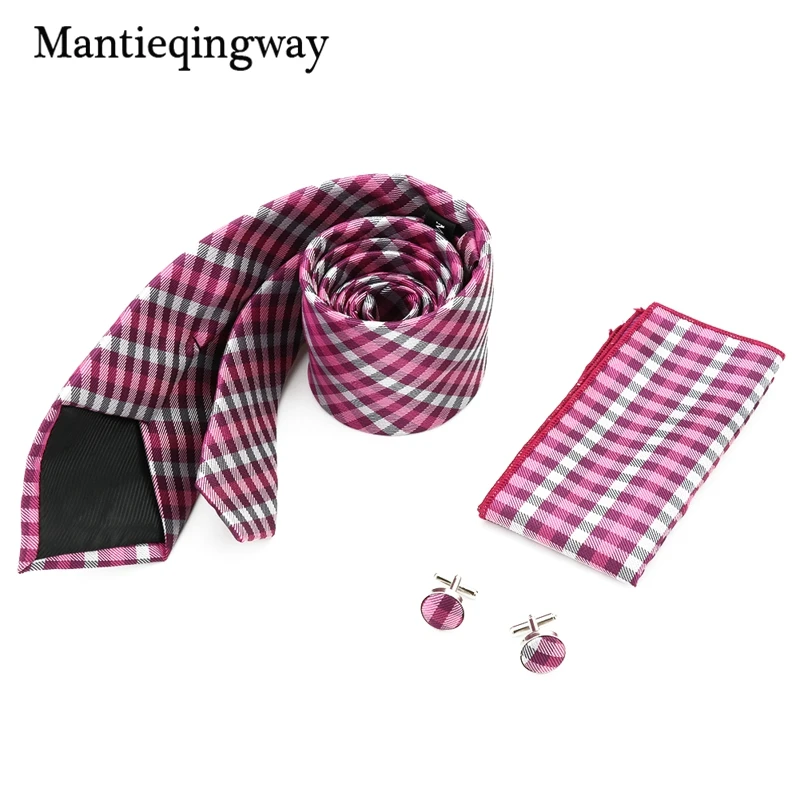 Mantieqingway 2017 мужские клетчатые повседневные жаккардовые галстуки на шею Hanky