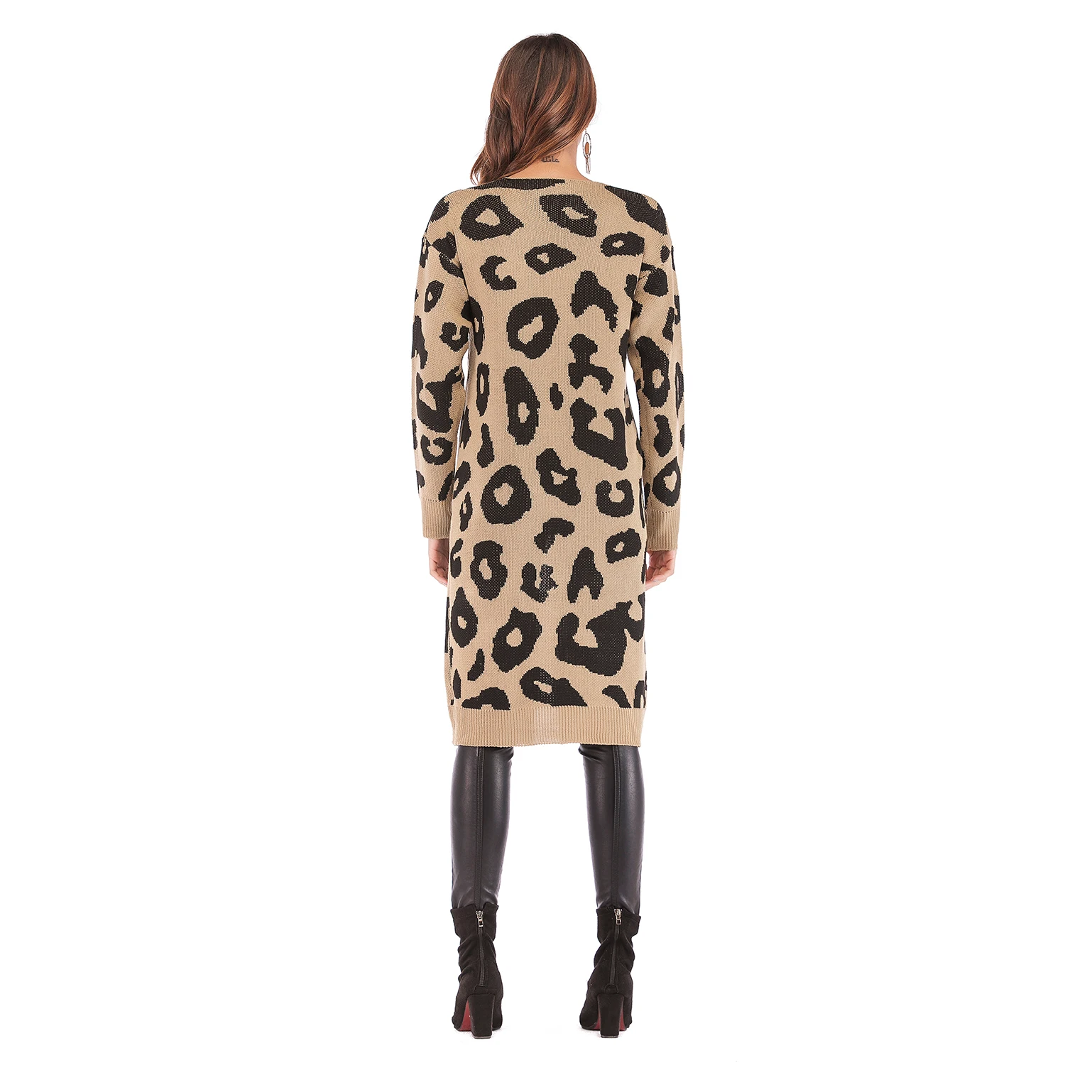 2018 Autumn Winter Fashion Women Long Sleeve loose Leopard knitting cardigan sweater Knitted Female Cardigan pull femme |
