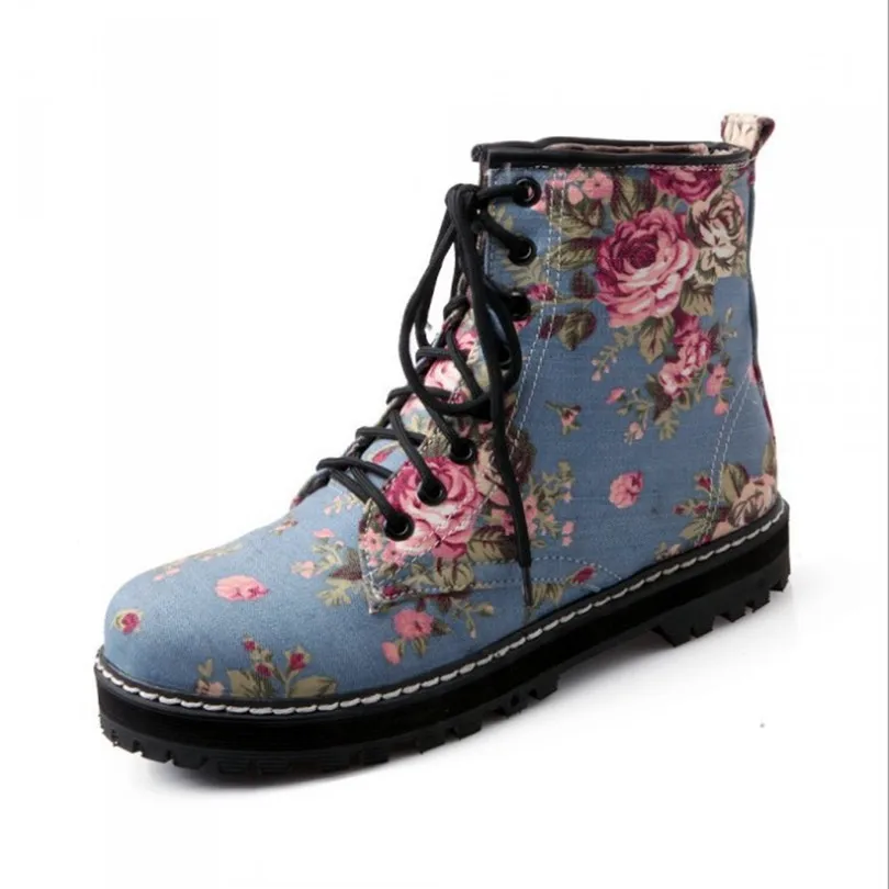 Женские ботильоны на меху теплые ботинки с цветами внутри большой размер зимняя
