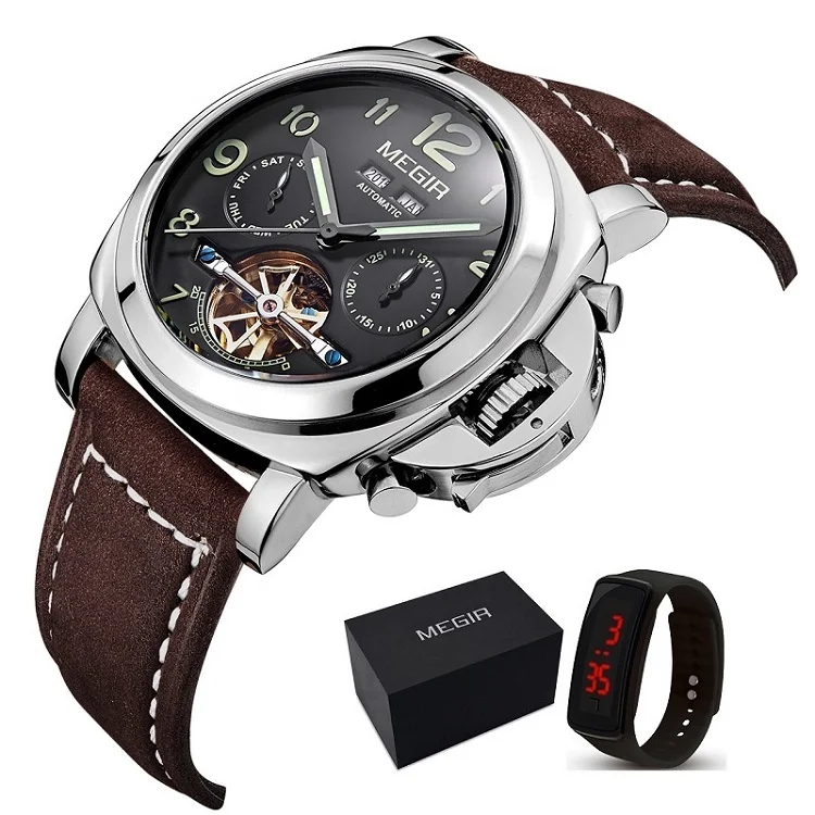 3206CB Plus-Original Мужские кварцевые часы MEGIR с большим циферблатом, хронограф, военные часы, светящиеся, Relogio Masculino Saat 3406, механические часы 3206 - Цвет: 3206CB Plus-Original