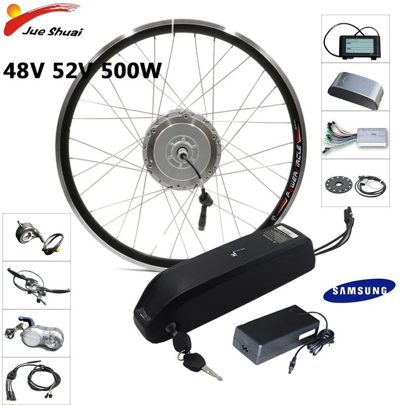 Bafang комплект 48V 500W комплект для переоборудования электрического велосипеда 20''24''26''700c передний мотор для центрального движения колеса 15ah 18ah samsung LG Батарея, фара для электровелосипеда в комплект