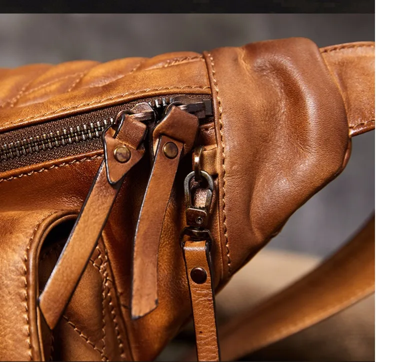 Мужская нагрудная сумка в стиле ретро из натуральной кожи дорожная для верховой