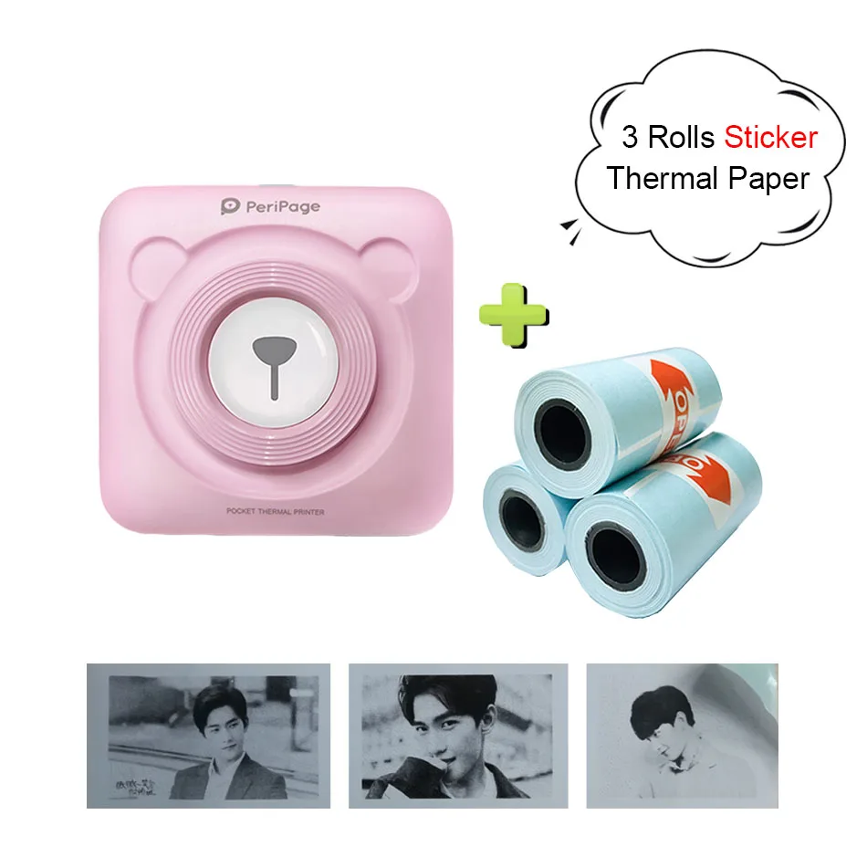 ADD 3-StickerPaper Peripage Bluetooth Портативный Мини Принтер Фотопринтер Карманный Мини Стикер Термопринтер для телефона Android iOS Зарубежная Версия - Цвет: ADD 3-StickerPaper