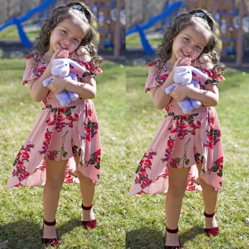 Kid Girl Summer Print Short Pants Tuxedo Romper Clothes Floral Toddler Kids Baby Jumpsuit Outfits Dresses | Детская одежда и обувь