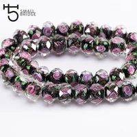 12mm murano faceted black flower lampwork beads for bracelet making women diy accessories round glass large beads wholesale l003