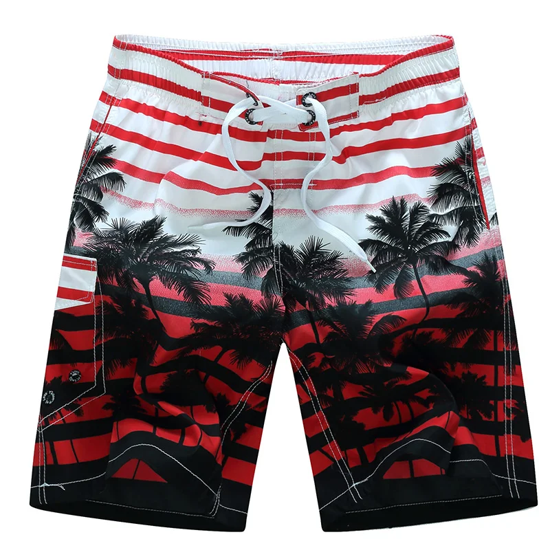 

Summer Board Shorts Beach Surfing Liner Swimwear Fitness Bodybuilding Swimming Trunks Coconut Tree Men's Bathing Suit Plus Size